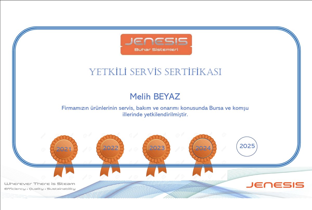 Jenesis Yetkili Servis Belgesi